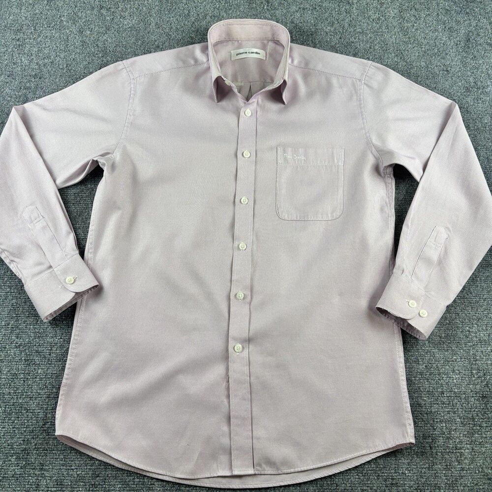 Pierre Cardin Mens Shirt Purple Lavender Stripe Dress Button Up Pocket